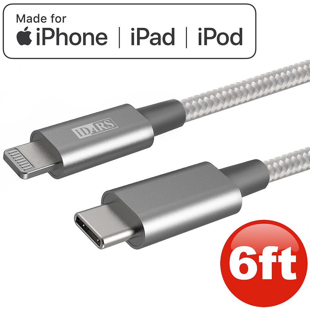GSA Universal Idars 6-Ft Usb-C To Lightning Cable (Mfi Certified) - White