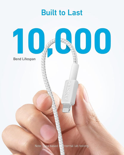 GSA Anker Cable 322 USB-C To Lightning (6 Ft. Braided) White