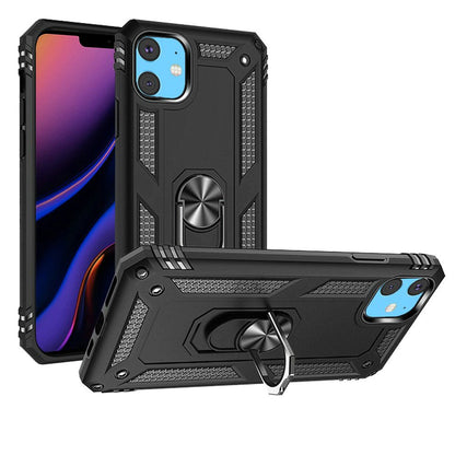 GSA Ring Magnetic Kickstand Hybrid Case Cover For iPhone 15 - Black
