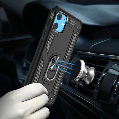 GSA Ring Magnetic Kickstand Hybrid Case Cover For iPhone 15 - Black