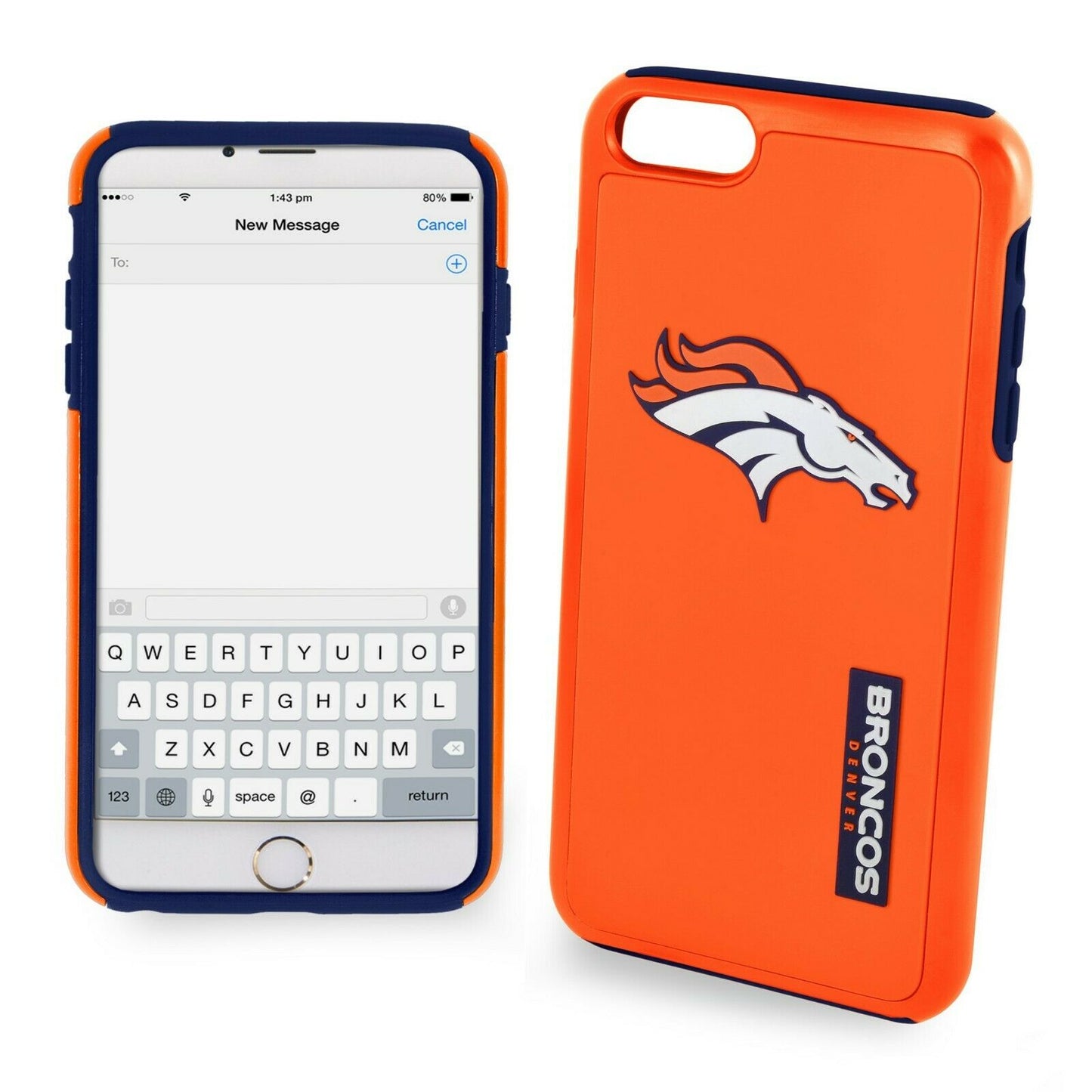 FOCO NFL Denver Broncos Case For iPhone SE (2022-20), 8, 7, 6S, 6 (4.7")