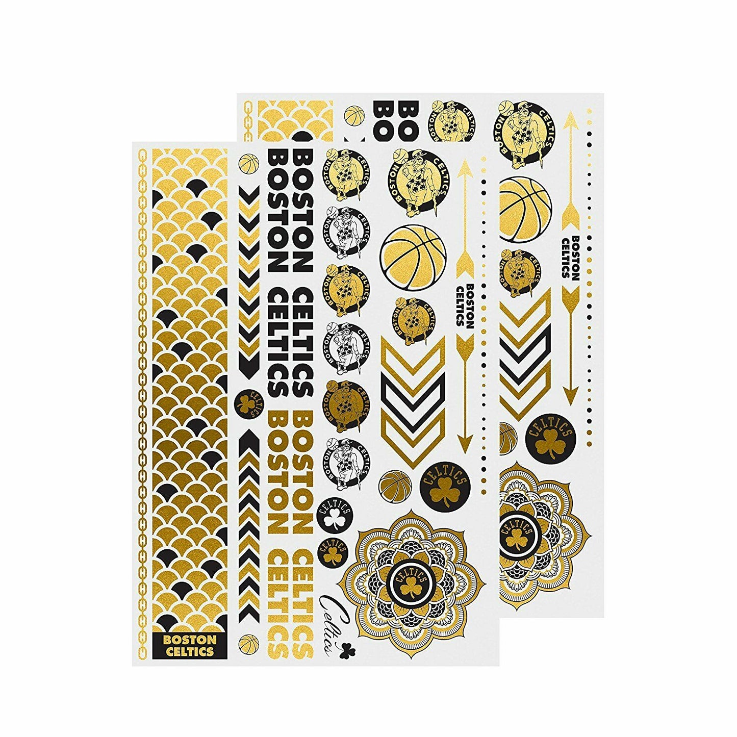 Little Earth NBA Boston Celtics Temporary Foil Tattoos Gold 2 sheets