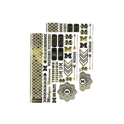 Little Earth NCAA Michigan Wolverines Temporary Foil Tattoos Gold Two Sheets