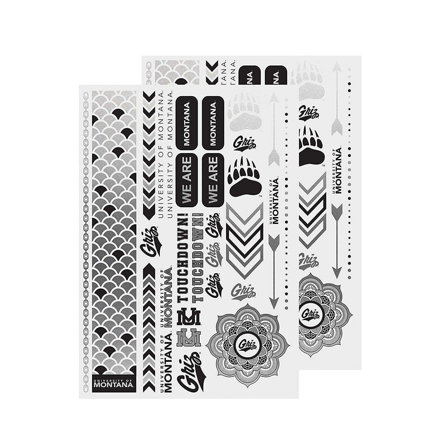 Little Earth NCAA Montana Grizzlies Temporary Foil Tattoos 2 Sheets