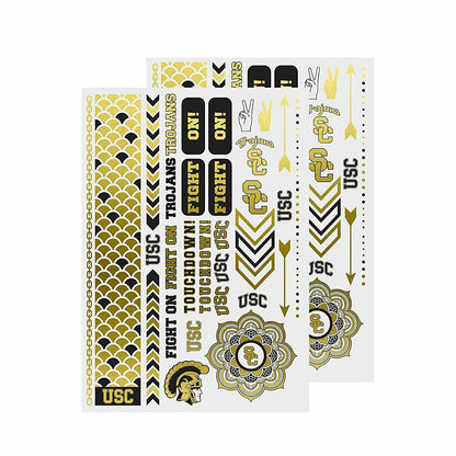 Little Earth NCAA USC Trojans Temporary Foil Tattoo Gold Fight On, Touchdown