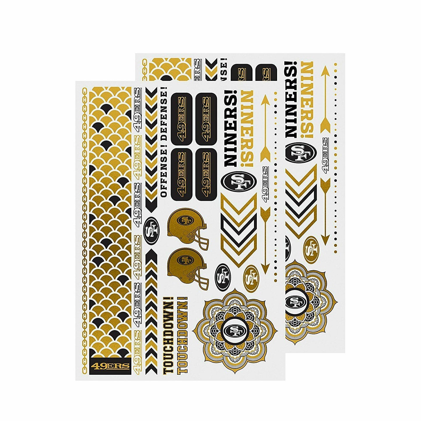 Little Earth NFL San Francisco 49ers Temporary Foil Tattoos Set of 2 Sheets