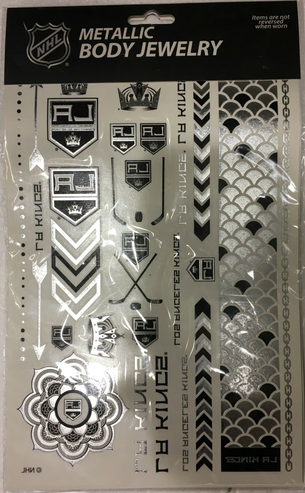 Little Earth NHL Los Angeles Kings Temporary Foil Tattoos Silver 2 Sheets