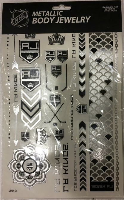 Little Earth NHL Los Angeles Kings Temporary Foil Tattoos Silver 2 Sheets