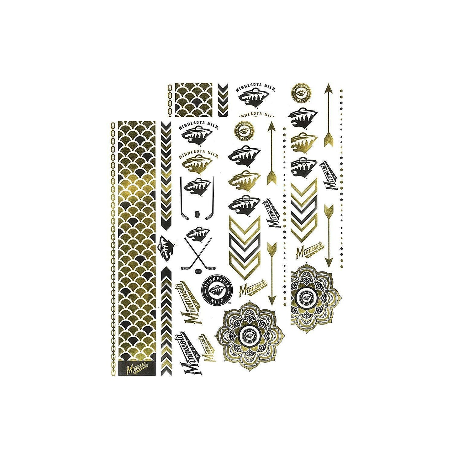 Little Earth NHL Minnesota Wild Temporary Foil Tattoos 2 Sheets