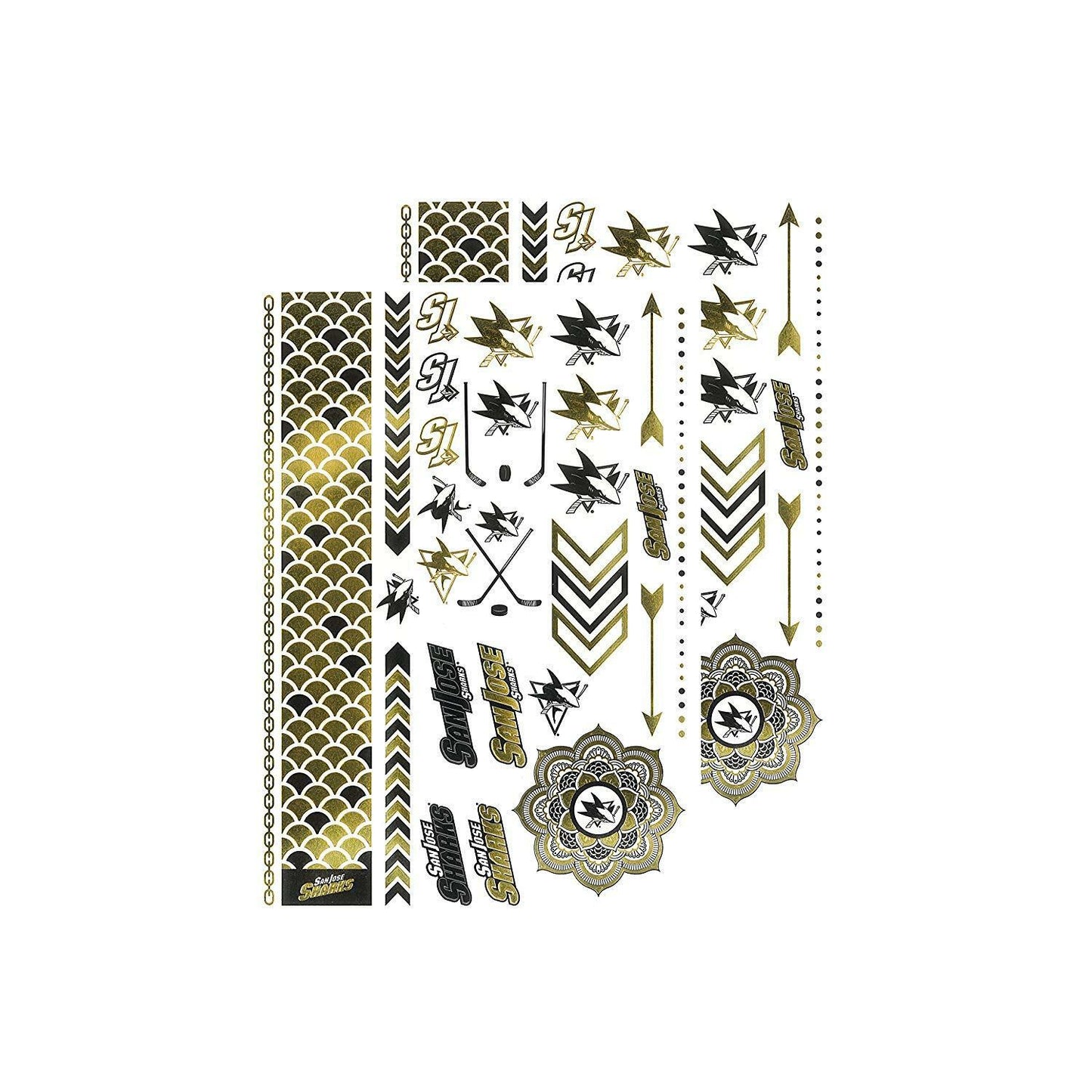 Little Earth NHL San Jose Sharks Temporary Foil Tattoos 2 Sheets