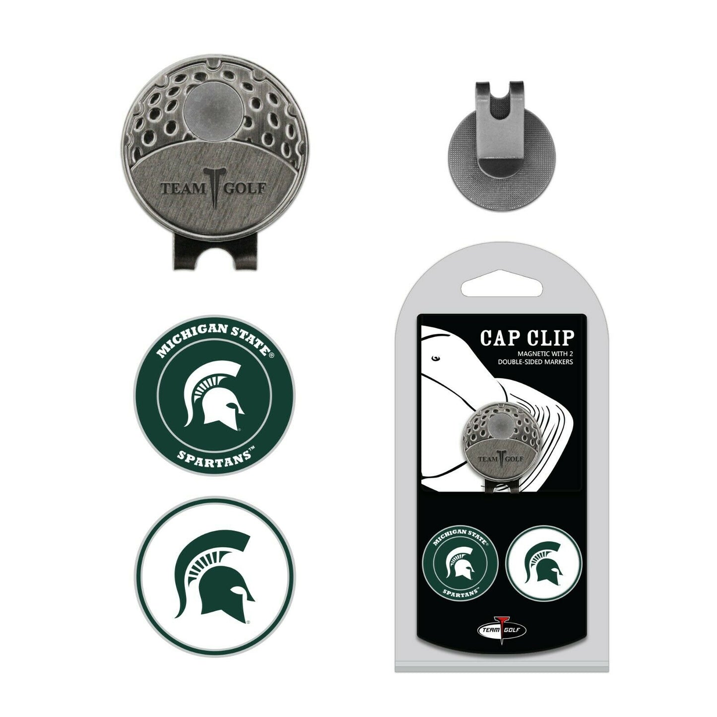 TG NCAA Michigan State Spartans Golf Cap Clip 2 Magnetic Ball Markers