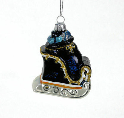 Topperscot NFL Carolina Panthers Blown Glass Sleigh Ornament