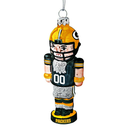 Topperscot NFL Green Bay Packers Blown Glass Player Nutcracker Ornament