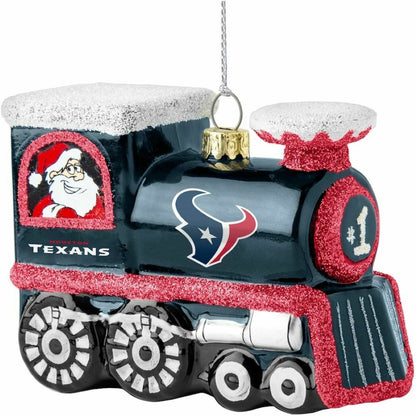 Topperscot NFL Houston Texans Blown Glass Santa & Rudolph Train Ornament