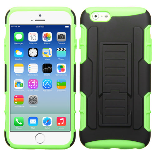 Asmyna Rubberized Armor Kickstand Hybrid Case For iPhone 6 and 6s - Black/Green