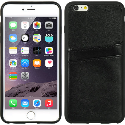Dream Wireless APPLE IPHONE6 PLUS TPU IMD DUAL CREDIT CARD INSERT LEATHER CASE - - Carrying Case - Retail Packaging - BLACK/BLACK