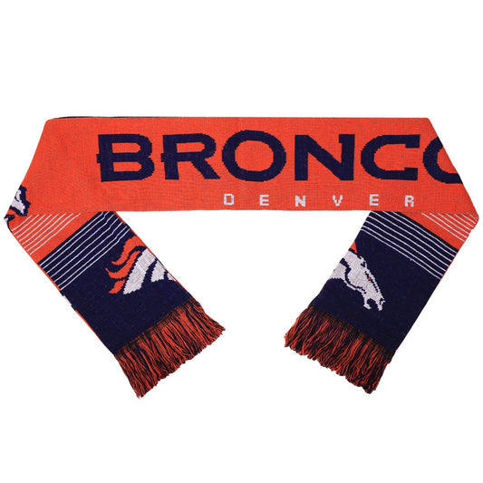 FOCO NFL Licensed Denver Broncos Reversible Stripe Logo Scarf