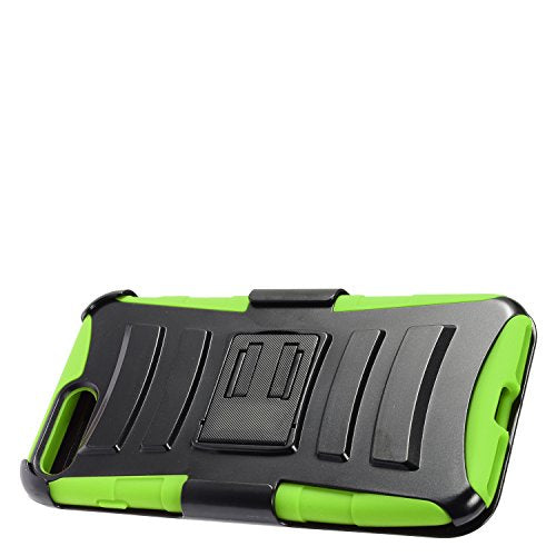 EMAX Armor Kickstand Case Holster For iPhone 8 Plus, 7 Plus (5.5") Green Black