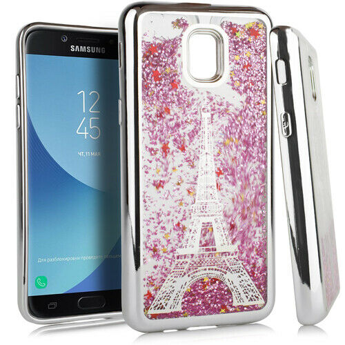 GSA Liquid Glitter Eiffel Tower Candy For Samsung Galaxy J7 (2018), J737 Silver