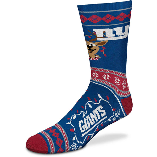 FBF NFL Licensed New York Giants Holiday Sweater Socks - Men's Large