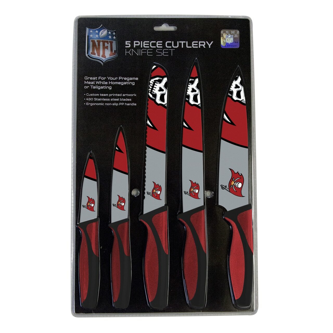 Sports Vault NFL Tampa Bay Buccaneers Kitchen Knives Set of Five