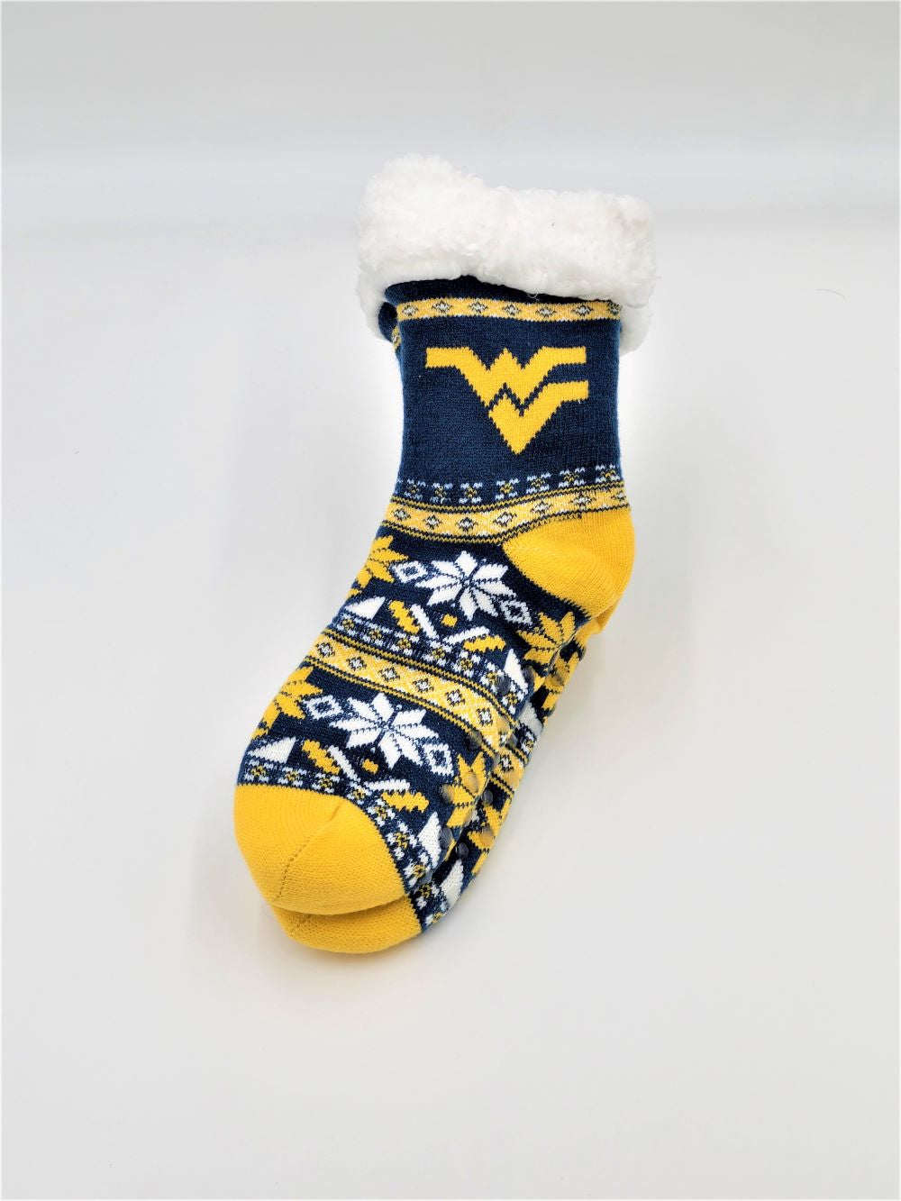 FOCO NCAA Licensed West Virginia Mountaineers Fair Isle Footy Slippers