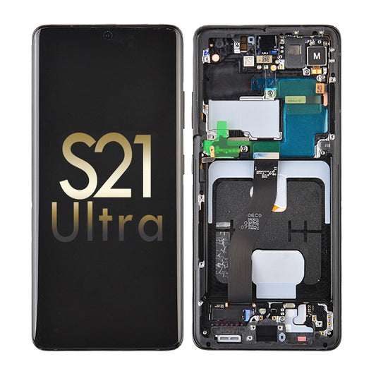 GSA OLED Screen Digitizer Frame Replacement for Samsung Galaxy S21 Ultra Black